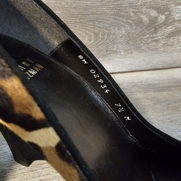 Stuart Weitzman Brown/Beige Leopard Print Wedges Pumps - Picture 9 of 12